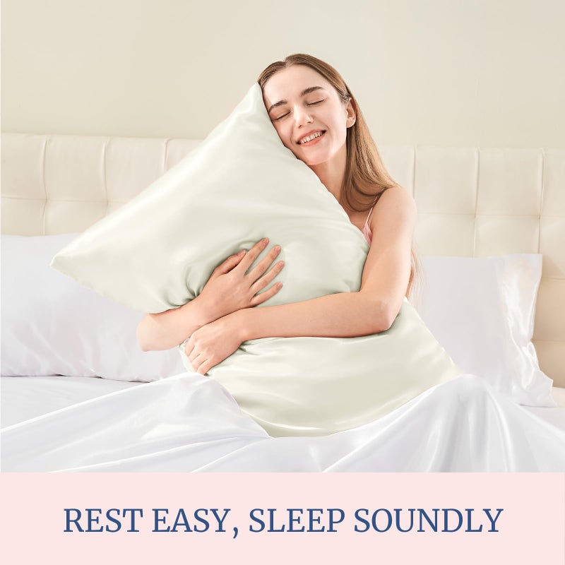 BEDELITE Satin Pillowcase for Hair and Skin, Super Soft and Cooling Similar to Silk Pillow Cases 2 Pack with Envelope Closure, Gift for Women Men(20"x26" Standard Size, Ivory) - Image 5